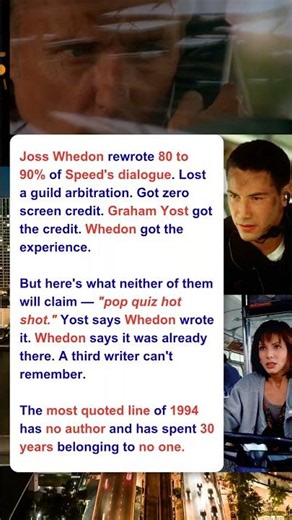 Keanu Reeves' Speed (1994) Most Quoted Line, Nobody Knows Who Wrote It