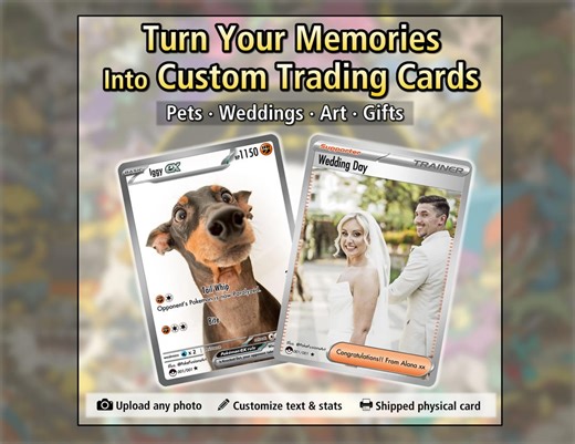 Custom Trading Card Print From Your Photo – Personalized Card Gift for Pets, Weddings & Memories - Etsy