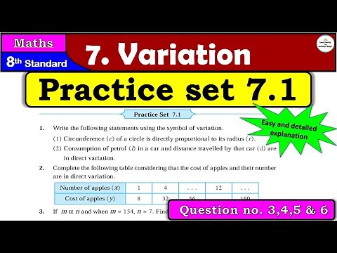 Practice set 7.1 | Class 8 | Chapter 7 Variation | Maths | All Question Answers | Maharashtra Board