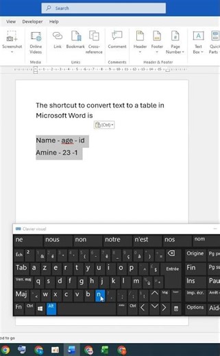 Shortcut to Convert Text into a Table in Microsoft Word