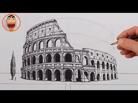 Cách vẽ Đấu trường La Mã/ How to Draw The Colosseum in Perspective