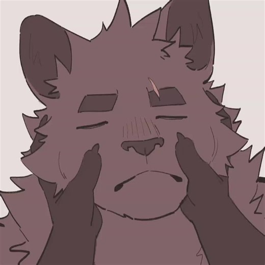 Contemplative Animated Wolf Character in Unique Style