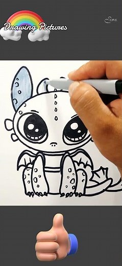 How to Draw Toothless in 1 Minutes How to Train Your Dragon #picturedraw#Drawing for beginnes