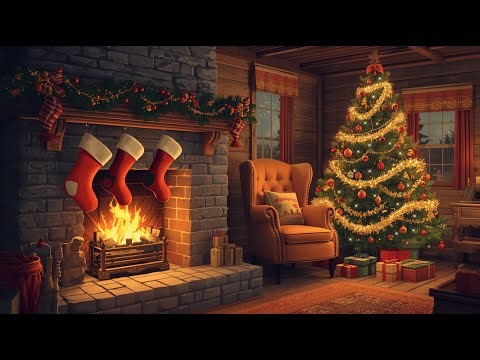 Cozy Christmas Cabin Ambience | Fireplace, Vintage Music & Warm Winter Mood 🎄✨🔥