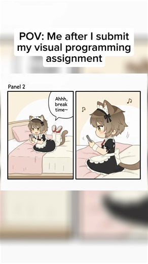 Me after I submit my visual programming assignment #maidboy #catboy