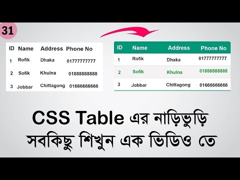 #31 CSS Table Styling | Designing Beautiful Tables | CSS Bangla Tutorial Series
