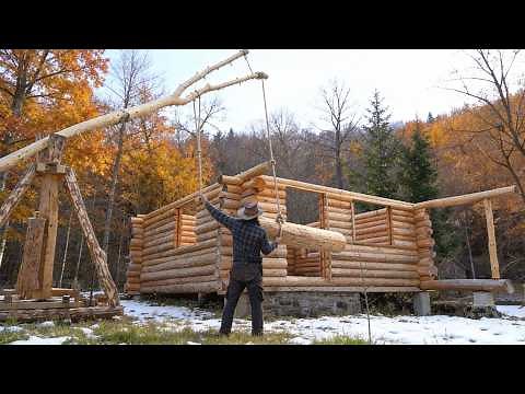 Building a Bushcraft Log Cabin with a Handcrafted Crane | Part 3