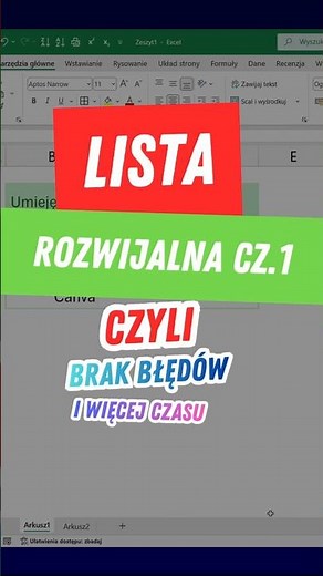 Jak zrobić LISTĘ ROZWIJALNĄ w Excelu? #excel #lifehacks