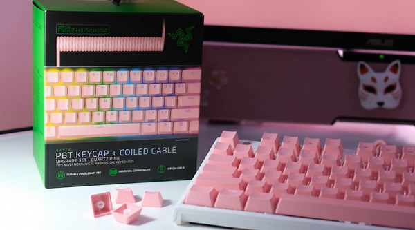 Razer Quartz Pink Keycap & Coiled Cable Set Upgrade