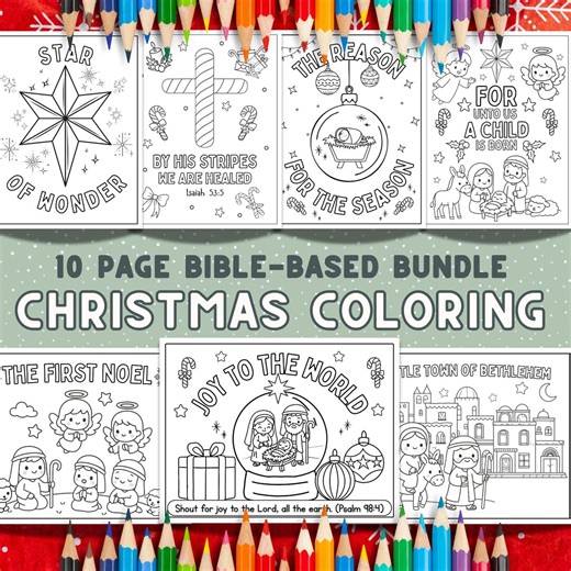 Christian Christmas Coloring Pages Printable | Religious Holiday Kids Activity | Instant Download Nativity Scripture Art - Etsy