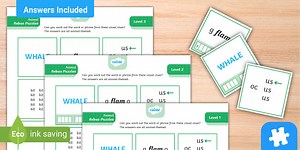 Fun Animal Rebus Puzzle Cards Pack