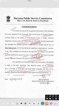 HPSC assistant professor environmental science standard question booklet and answer key 2026