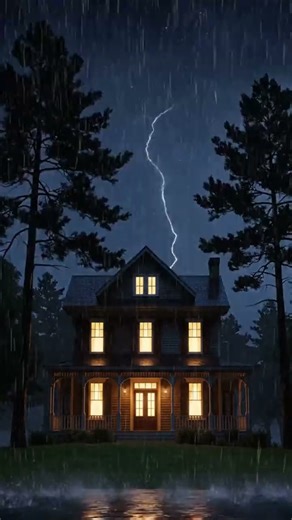 Heavy rain at night accompanied by strong winds and lightning.