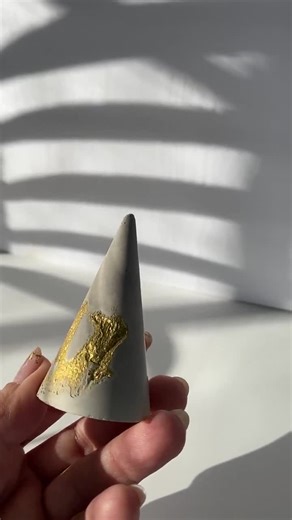 Handmade Concrete Ring Cone: Gold Accent Jewelry Holder - Etsy