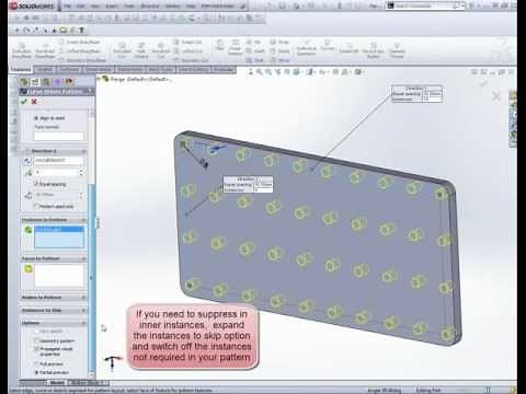 Equi-spaced holes around rectangular flange in SolidWorks 2012