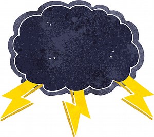 Comic Wolken und Blitz-symbol