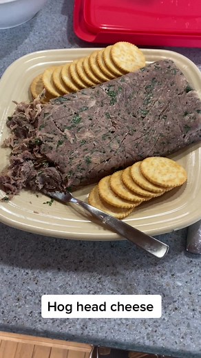 Hog head cheese. The meat in the jowls of a pig is really a lost jewel when not used. This recipe is a simple way to use that meat. #homestead #hogheadcheese #pigbutchering #useitall #goodmeat #splice