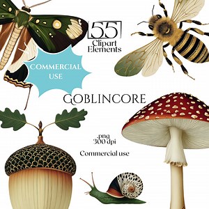 Goblincore Clipart Bundle – 55 Cozy PNG Elements for Junk Journals, Grimoire Ephemera, Witchy Digital Stickers & Scrapbooking - Etsy