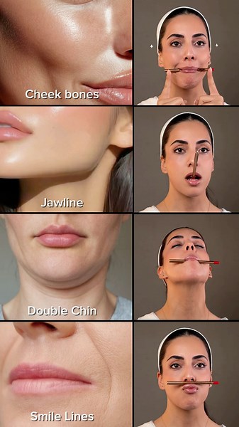 Save🫶🏻4 facial exercises you need to try!Do each exercise 10 times × 3 sets.#FaceYoga #FaceWorkout