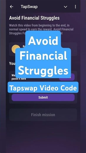 Avoid Financial Struggles | Tapswap Video Code