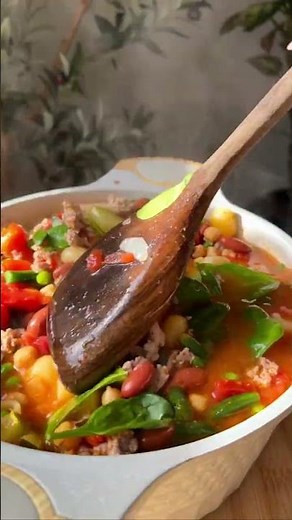 Minestrone Soup made with ground turkey