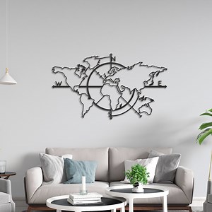 Metal World Map Wall Art: Modern Home Decor (97x56 Cm) - Etsy