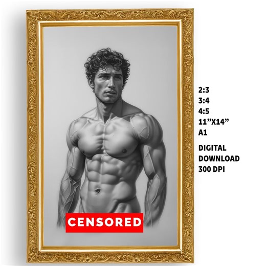 Vintage Male Art Print: Figure Study of Studio Apprentice (digital Download) - Etsy