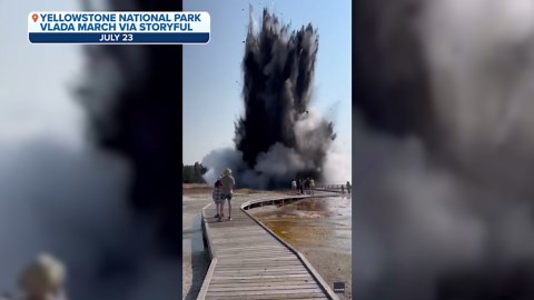 Hydrothermal explosion rocks tourists at Yellowstone National Park