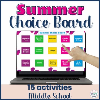 Summer End of Year Choice Board | Fun Middle School Activities | Digital | Print