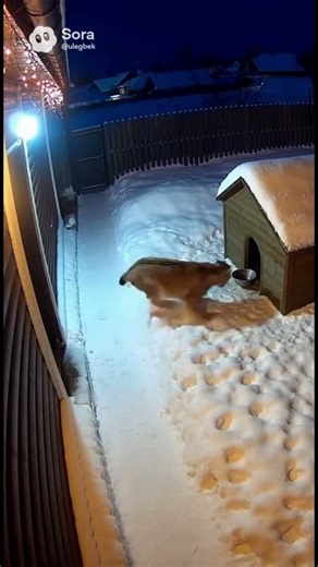 Mother Dog Saves Puppy From Lynx | Security Camera Footage #animals #wildlife #ytshorts #animals