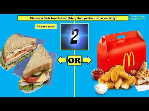 Healthy Food Choice Kids Fitness Challenge Video for PE