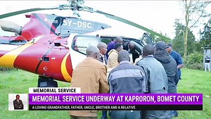 Chopper carrying John Koech today landing at his home. | Hon Guruh Buvati