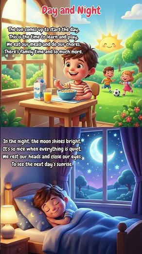🌞 Day and Night | Fun Learning for Kids | Nursery Rhyme Shorts 🌙