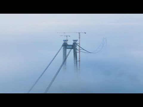 Cross-sea bridge in fog in China