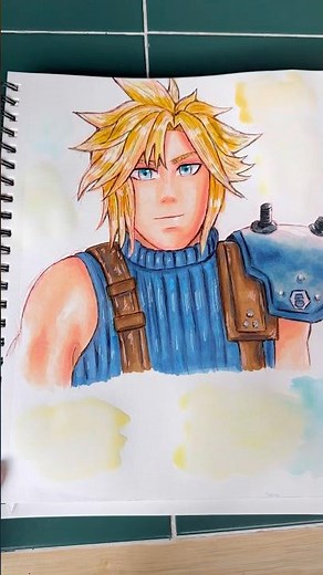 Drawing Cloud Strife from Final Fantasy VII