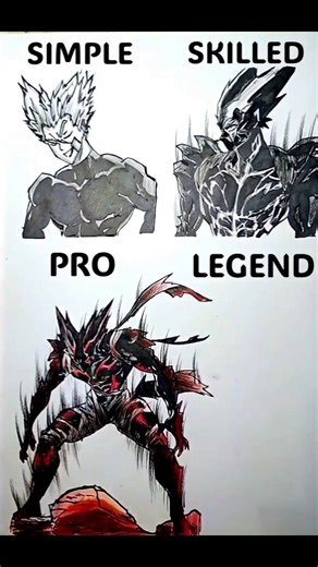 Drawing Garou in Different Levels😳 #drawing #shorts #anime #garou #opm