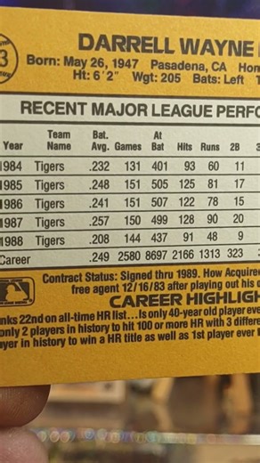 DARRELL EVANS 1988 DONRUSS BASEBALL CARD ⚾💪💯👊