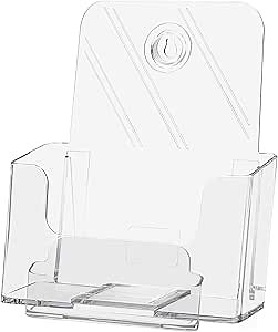 Marketing Holders 6”W Literature Display with 3.5" x 2" Attached Business Card Pocket Counter Top or Wall Mount Brochure Stands Expos Show Clear Acrylic Pamphlet Holder