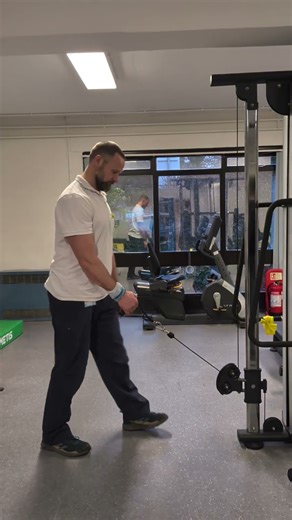 Bent over, cable machine, shoulder extension. Posterior Deltoid loading