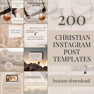 200 Christian Instagram Post Templates Beige Faith Instagram Templates Editable Canva Templates Digital Christian Social Media Templates - Etsy