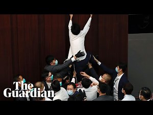 Brawl erupts between Hong Kong politicians in fight for chair