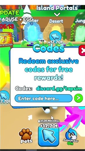 NEW Tap Simulator REDEEM CODES!💎FREE Boosts & Rewards |Roblox #roblox #tapsimulator #stealabrainrot