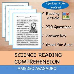 Amedeo Avogadro - Reading Passage and x 10 Questions (EDITABLE)