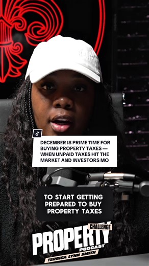When December comes, that’s prime time for buying property taxes. At year’s end, unpaid taxes go up for sale — and investors are waiting for the opportunity. 🎙 Episode 40 of The Property Challenge Podcast is live NOW! We’re breaking down how the property tax system works, why investors watch for unpaid taxes, and how to protect your property from being taken. Tune in now — link in bio to watch & grow with us! #RealEstateWisdom #FinancialFreedom #FaithOverFear #viral #podcast