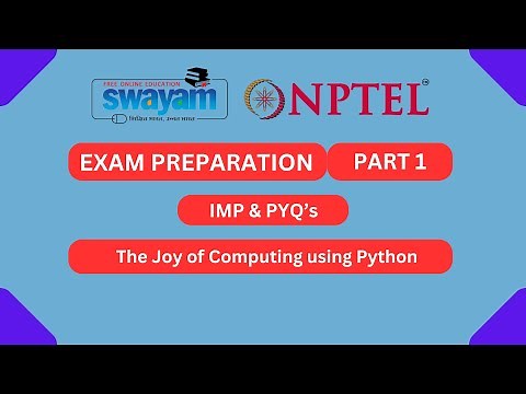 The Joy of Computing using Python Part 1 || NPTEL Exam Series | MYSWAYAM || #nptel2024 #myswayam