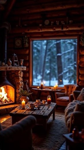Cozy Fireplace with Snowfall Outside 🔥❄️ | Relaxing Winter Ambience #relax #campfire #relaxing
