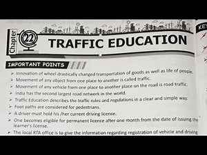Class 9th | Social Studies | Chapter 22 Traffic Education | Question and Answer | TS State board |