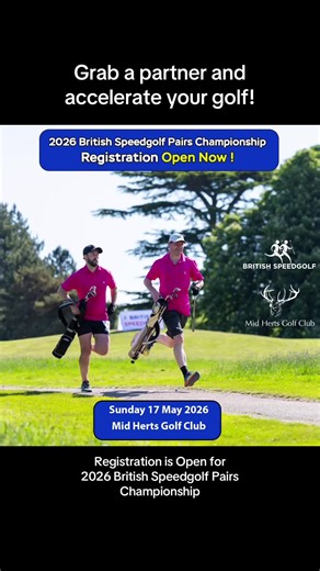 Registration for the British Speedgolf Pairs Championship is NOW OPEN! Sunday 17 May! Grab a partner and take on 18 holes at pace in what could be your fastest round of golf ever. Head to British Speedgolf Website for details! #speedgolf