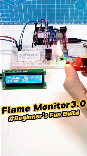 Arduino Flame Detector with LCD and Buzzer #arduino #arduinoproject