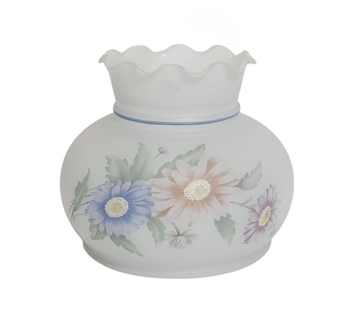 Vintage Hurricane Lamp Shade White Frosted - Blue Coral Lavender Flowers - Fits 7" Holder Fitter - Etsy